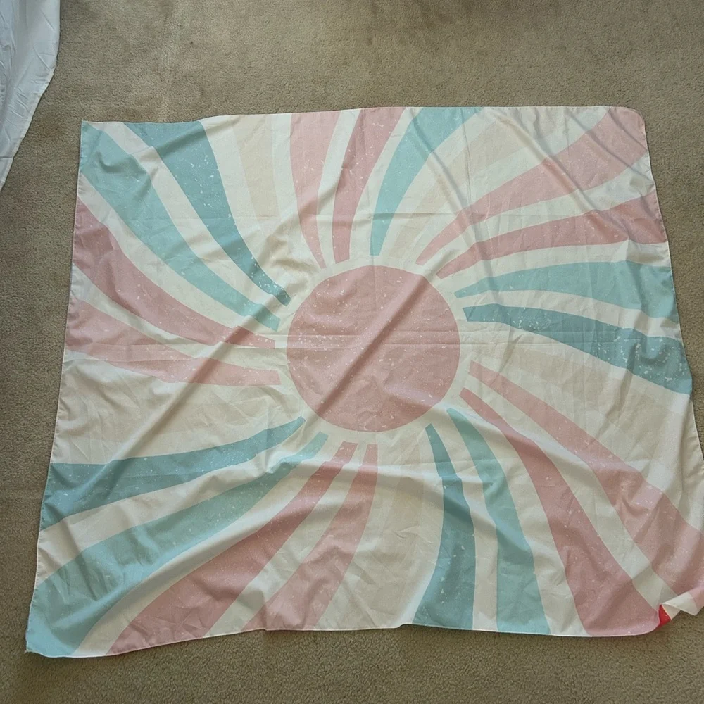 Sunburst Decorative Tapestry - Red, Teal, Beige